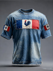 T-shirt à manches courtes Drapeau Français Le Coq Gaulois pour homme
