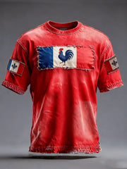 T-shirt à manches courtes Drapeau Français Le Coq Gaulois pour homme