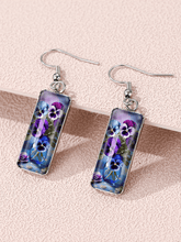 Purple Square Pansy Design Earrings