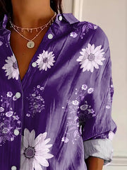 Women's Art Purple Floral Print Shirt