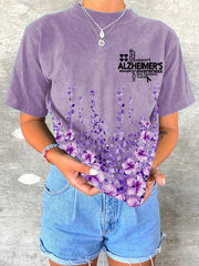 Women's Alzheimer's Awareness Floral Print T-Shirt