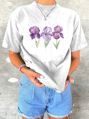 Women's Alzheimer's Awareness Floral Print T-Shirt