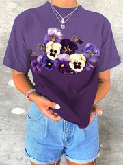 Women's Alzheimer's Awareness Floral Print T-Shirt