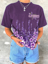 Women's Alzheimer's Awareness Floral Print T-Shirt