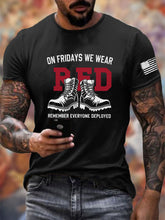 Men's On Fridays We Wear Red Remember Everyone Deployed T-shirt