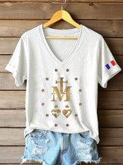 T-shirt imprimé catholique Saint-Cœur pour femmes