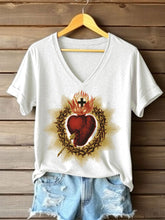 T-shirt imprimé catholique Saint-Cœur pour femmes