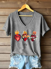 T-shirt imprimé catholique Saint-Cœur pour femmes