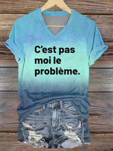T-shirt col V imprimé C'est pas moi le pro