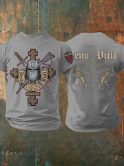 T-shirt imprimé croisés catholiques Deus Vult pour hommes