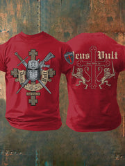 T-shirt imprimé croisés catholiques Deus Vult pour hommes
