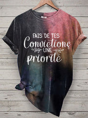 T-shirt Femme French Quote Tie Dye Print