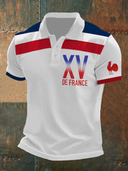 Rugby Chemise Homme Manches Courtes Classic T-Shirt Regular Stand Collar Shirt