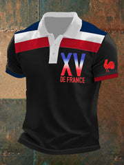Rugby Chemise Homme Manches Courtes Classic T-Shirt Regular Stand Collar Shirt