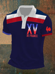 Rugby Chemise Homme Manches Courtes Classic T-Shirt Regular Stand Collar Shirt