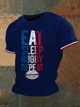T-shirt manches courtes à répétition de rugby Eat Sleep pour homme