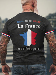 T-shirt Bleu Blanc Rouge France Aux Français Patriote Homme