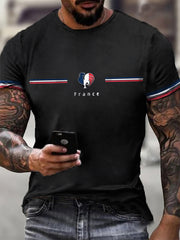 T-shirt à manches courtes à imprimé français pour hommes