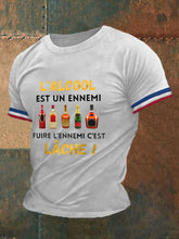 T-shirt à manches courtes imprimé Alcool Biere Vodka Vin Pastis pour homme
