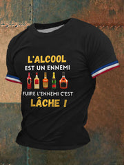 T-shirt à manches courtes imprimé Alcool Biere Vodka Vin Pastis pour homme