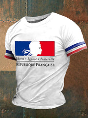T-shirt imprimé France Liberty Equality Fraternity pour homme