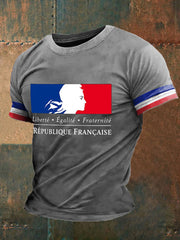 T-shirt imprimé France Liberty Equality Fraternity pour homme