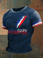 T-shirt imprimé France Liberty Equality Fraternity pour homme