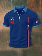 zippé à manches courtes France Le Coq Gaulois Homme