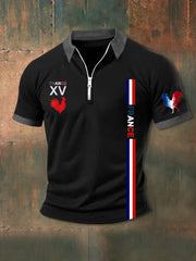 zippé à manches courtes France Le Coq Gaulois Homme