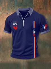 zippé à manches courtes France Le Coq Gaulois Homme