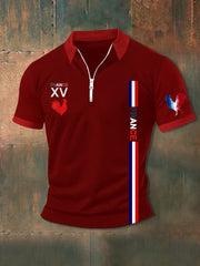 zippé à manches courtes France Le Coq Gaulois Homme