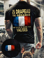 T-shirt imprimé à manches courtes Si Ce Drapeau Te Dérange Homme