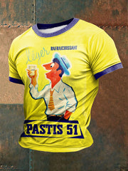 T-shirt à manches courtes imprimé alcool pour hommes