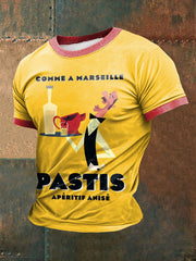T-shirt à manches courtes imprimé alcool pour hommes