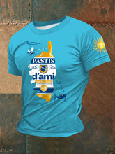 T-shirt à manches courtes imprimé alcool pour hommes