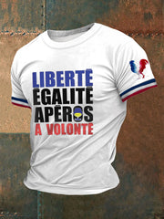 T-shirt à manches courtes imprimé alcool pour hommes