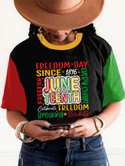 T-shirt à manches courtes à col en O imprimé Femme