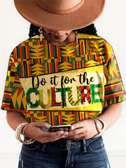 T-shirt à manches courtes à col en O imprimé Femme