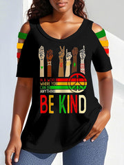 Be Imprimer Zipper Hollow Tee des femmes