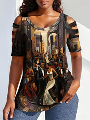 T-shirt à imprimé  Cheer For Independence And Freedom pour femme