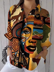 Retro  Imprimé Casual Chemise à manches longues pour femmes