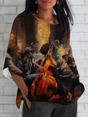 Femme Black Art Print Blouse imprimée