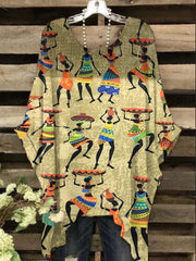 Retro African Art Print Top imprimé pour femme