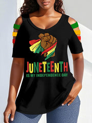 est mon jour de l'indépendance des femmes T-shirt creux décontracté