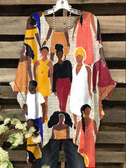 Retro African Art Print Top imprimé pour femme