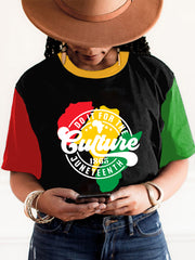 T-shirt à manches courtes à col en O imprimé Femme