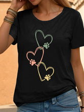 T-shirt décontracté imprimé patte de chien pour femmes