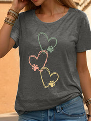 T-shirt décontracté imprimé patte de chien pour femmes