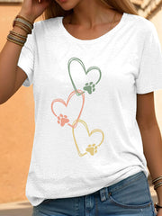 T-shirt décontracté imprimé patte de chien pour femmes