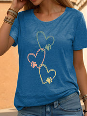 T-shirt décontracté imprimé patte de chien pour femmes